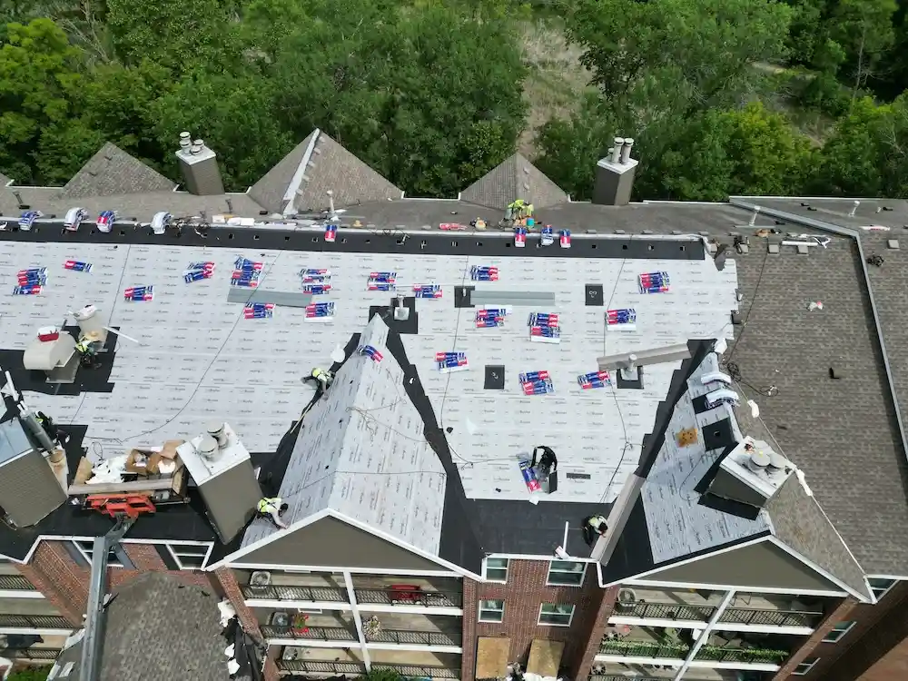 top down view of commercial building roof