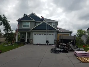 suburban home roof being repaired