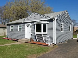 side view of grey home